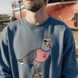 Tough Seagull blue men crew neck sweater