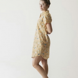 Paisley ochre allover ladies shirt dress