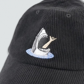 Hungry shark black men corduroy cap