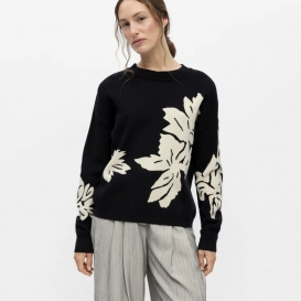 Bida black ladies crewneck knit