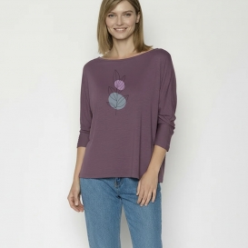 Blooming purple ladies 3/4  sleeve top